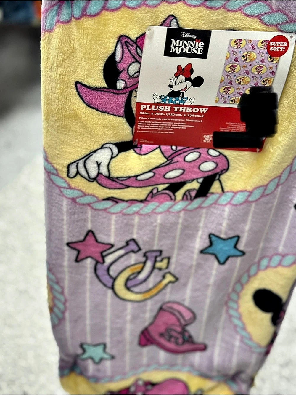 Disney Minnie Mouse Plush Throw Pink & Yellow NWT